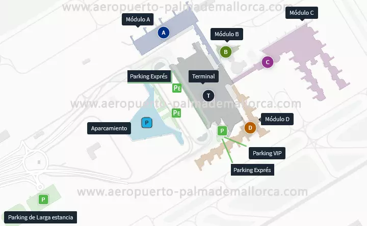 Flughafen Palma Mallorca Karte Ankunft Auto und Baby Ausstattung