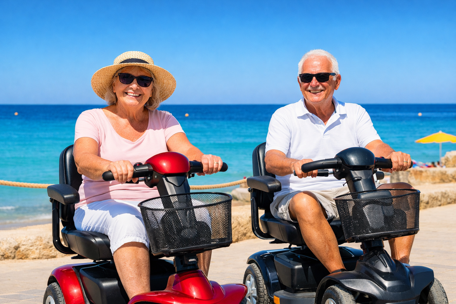 scooters de movilidad para desplazarse por Mallorca junto al mar Mediterráneo