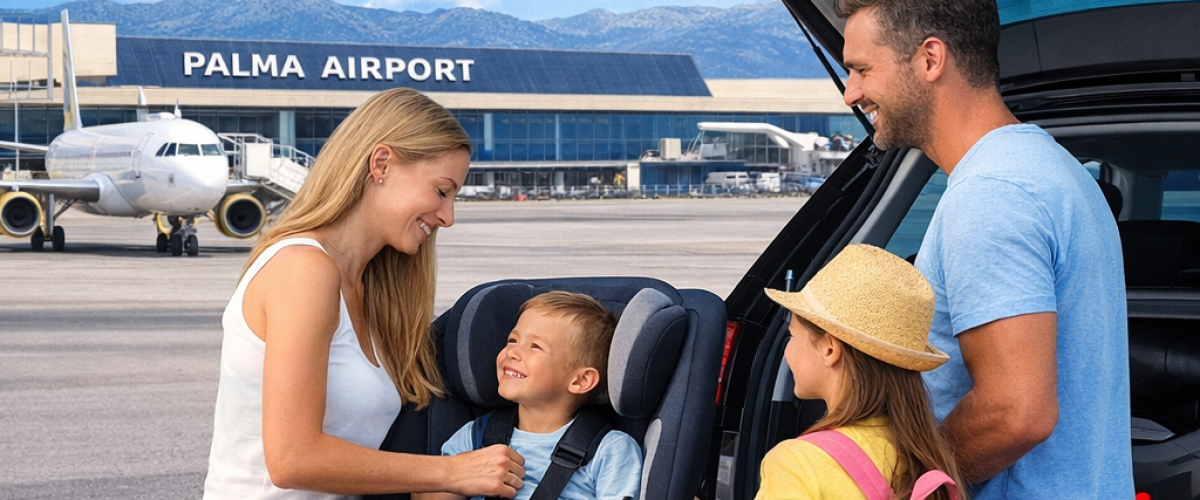 car seat rental Palma airport handover Bar Oasis